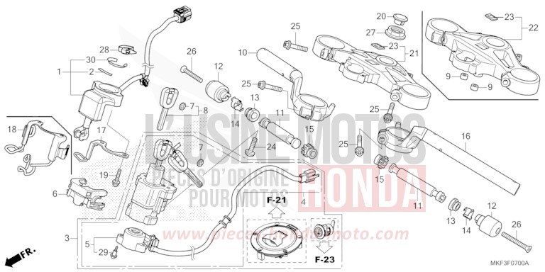 TUYAU DE GUIDON/PONT SUPERIEUR de CBR1000RR SP SP1 SP2 GRAND PRIX RED (R380X) 2018